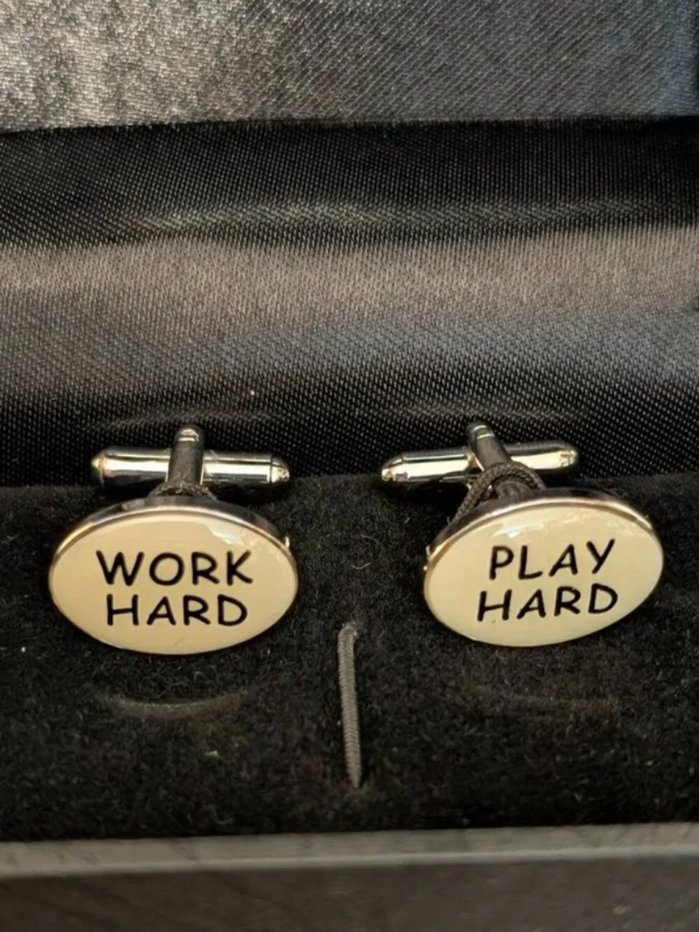 *3 FOR $9* NEW Wild Ties Work Hard Play Hard Metal Cuff Links Gift Box Shirt NWT